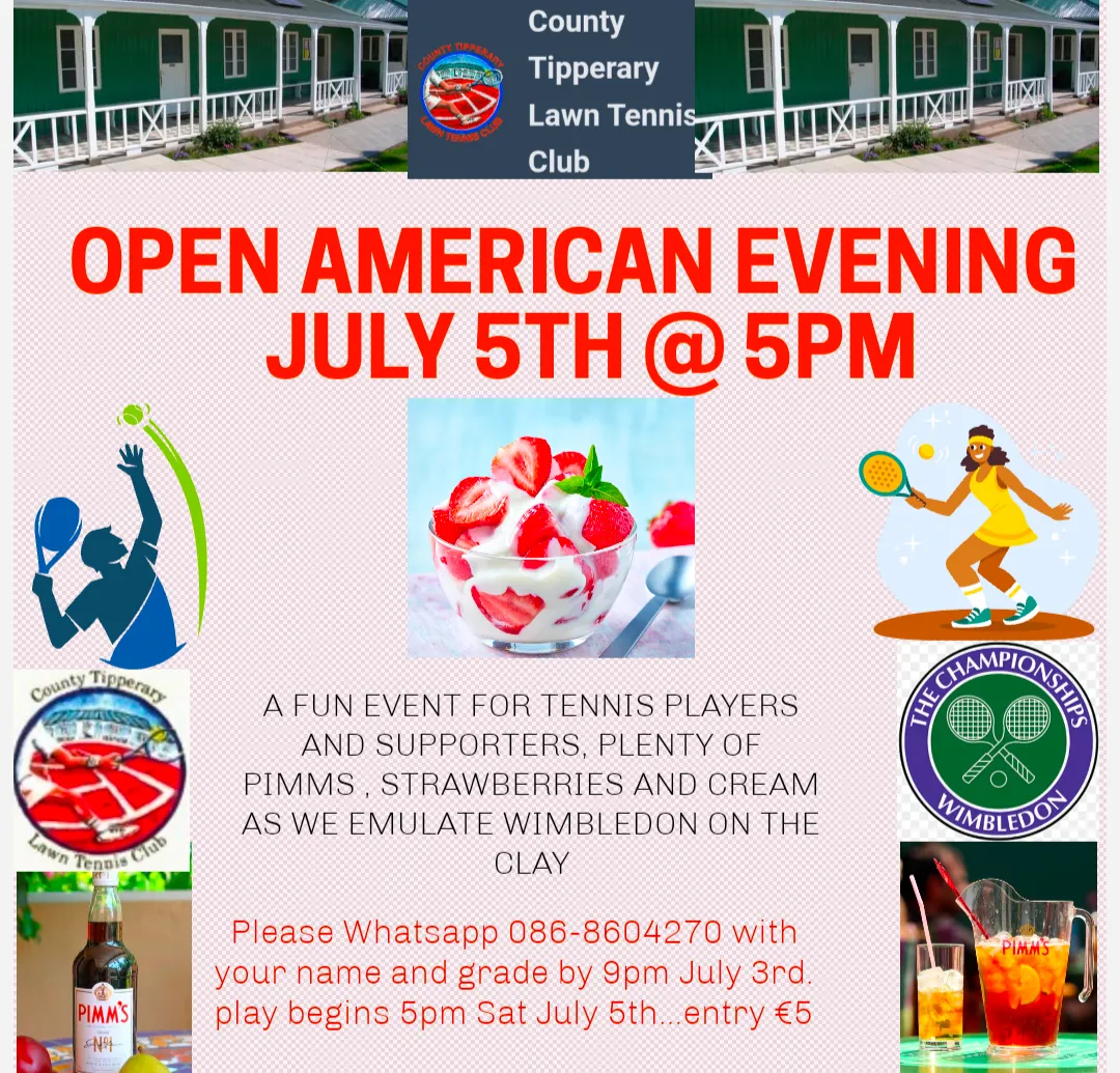 Fun event July 5th open to all members and local tennis players 